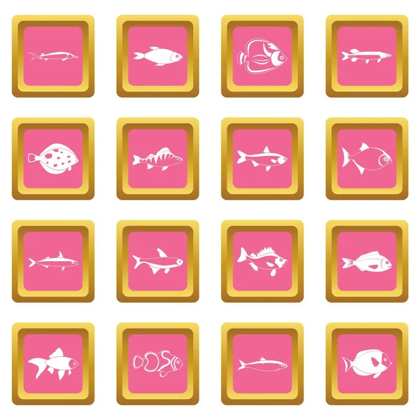Fish icons pink — Stock Vector