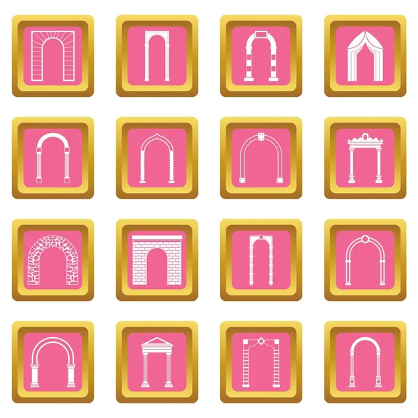 Arch set icons pink — Stock Vector