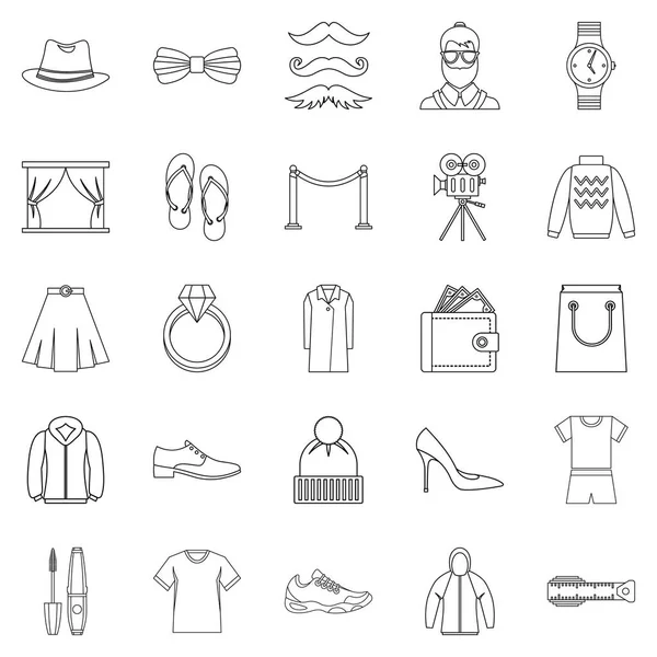 Underwear icons set, outline style — Stock Vector