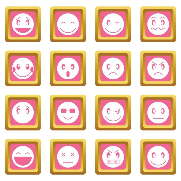 Ícones Emoticon rosa —  Vetores de Stock