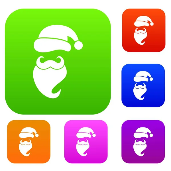 Chapeau de Père Noël, moustache et barbe, style simple — Image vectorielle