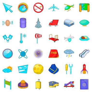 Uçak simgeler ayarla, tarzı çizgi film