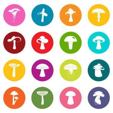 Çok renkli mantar Icons set