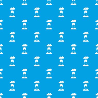 Onun baş desen kesintisiz mavi üzerine kara bulut ile depresif adam