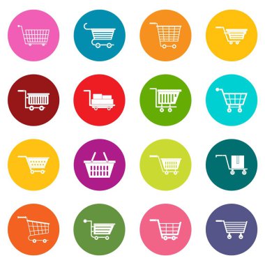 Alışveriş sepeti simgeleri çok renk ayarla