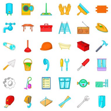 Düz yenileme Icons set, karikatür tarzı