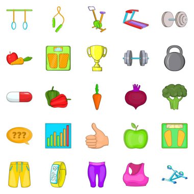 Fizik muayene Icons set, karikatür tarzı