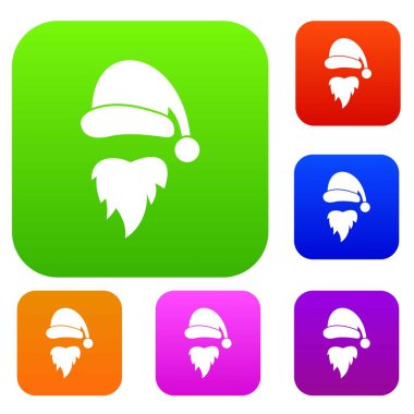 Santa Claus şapka ve sakal koleksiyonu ayarla