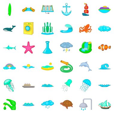 Şelale Icons set, karikatür tarzı