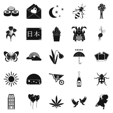 Çiçeği Icons set, basit tarzı