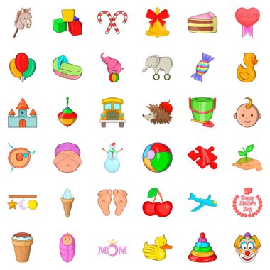 Çocuk Icons set, karikatür tarzı