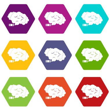 Renk altı yüzlü göz yaşartıcı gaz Icon set