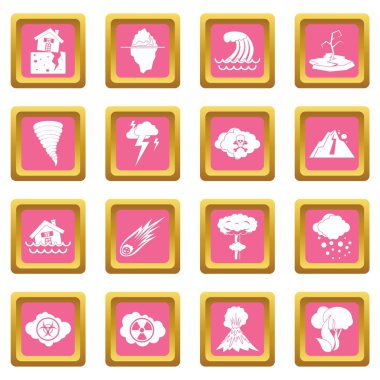 Doğal afet simgeler pembe