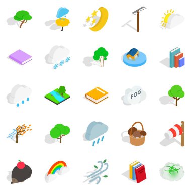 Ormanlık Icons set, izometrik stili