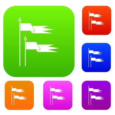 Eski savaş bayrakları koleksiyonu ayarla