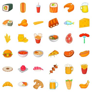Cam bira Icons set, karikatür tarzı