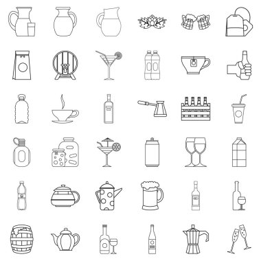 Şişe sandık Icons set, anahat stili