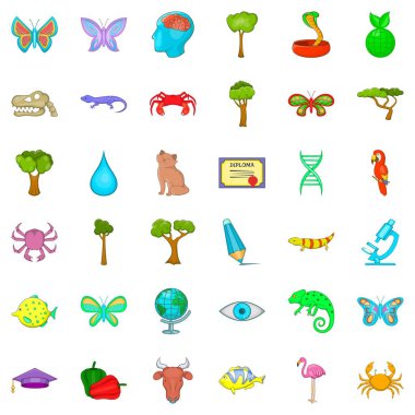 Yeşil küre Icons set, karikatür tarzı