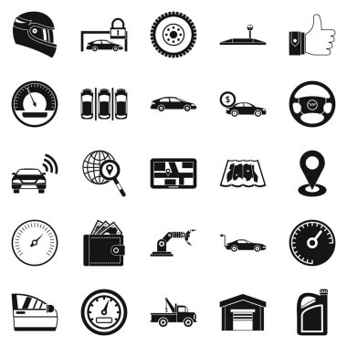 Araba park Icons set, basit tarzı