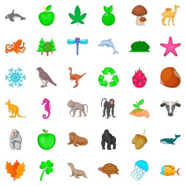 Hayvan türlerinin Icons set, karikatür tarzı