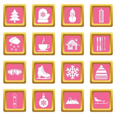 Kış simgeler pembe