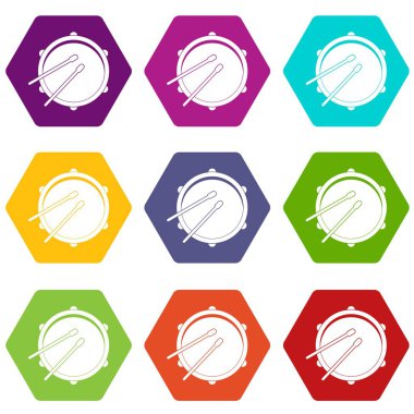 Simge kümesi renk altı yüzlü davul