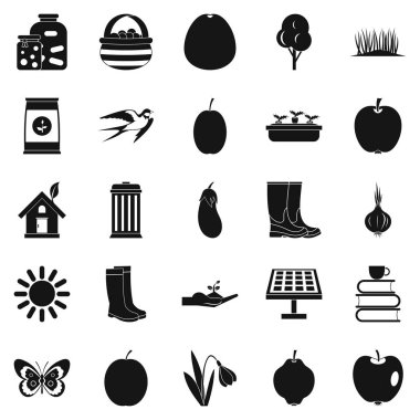 Yeşil orman Icons set, basit tarzı