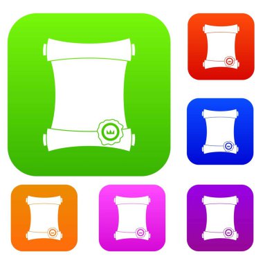 Mum mühür ile kağıt kaydırma koleksiyonu ayarla