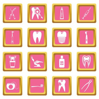 Diş Bakımı simgeler pembe