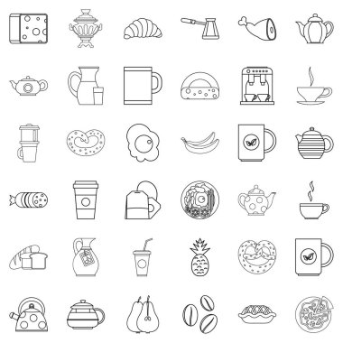 Kahve simgeleri ayarlandı, taslak biçimi