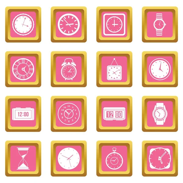 Tid och klockan ikoner rosa — Stock vektor
