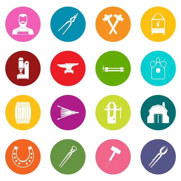 Çok renkli demirci Icons set