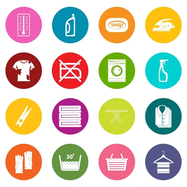 Çok renkli Çamaşırhane Icons set — Stok Vektör
