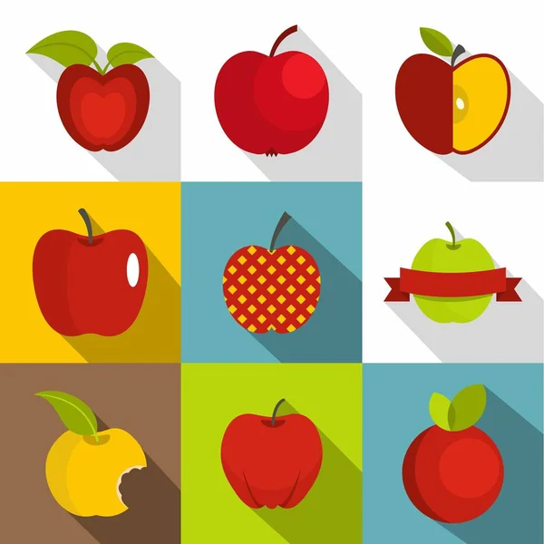 Apfel Zeichen Icons Set, flacher Stil — Stockvektor