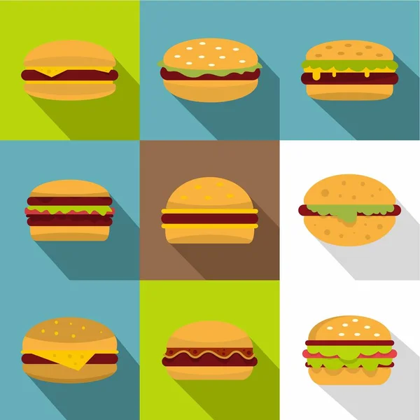 Set de iconos de comida rápida, estilo plano — Archivo Imágenes Vectoriales