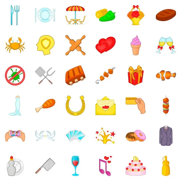 Tatil Icons set, karikatür tarzı