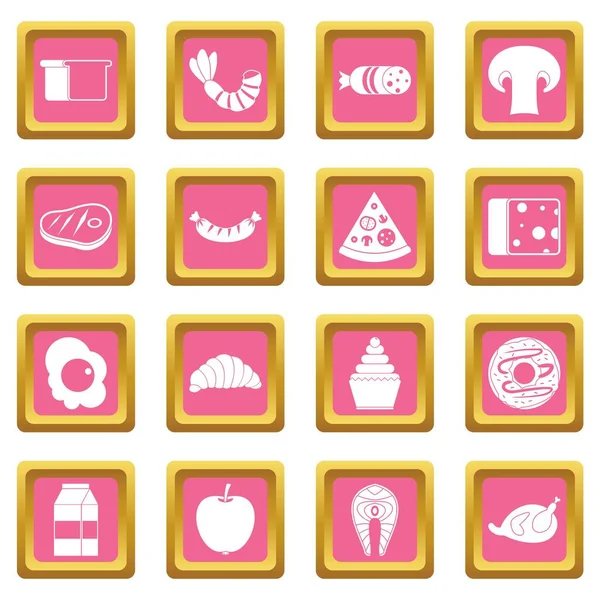 Iconos de comida rosa — Vector de stock