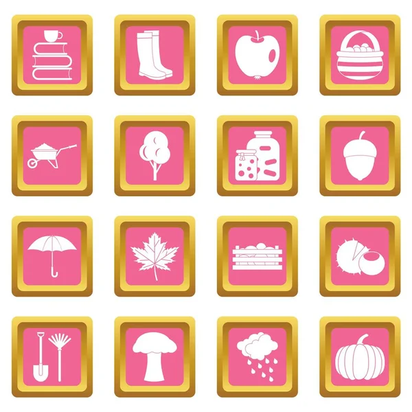 Iconos de otoño rosa — Archivo Imágenes Vectoriales