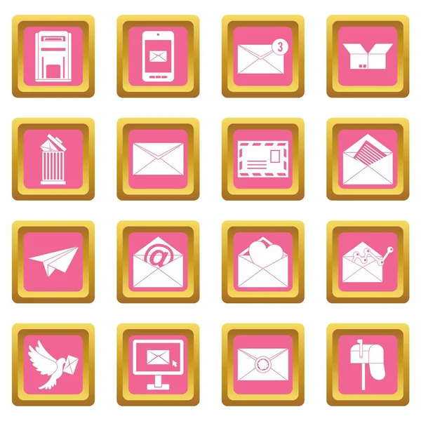 Iconos de email rosa — Vector de stock