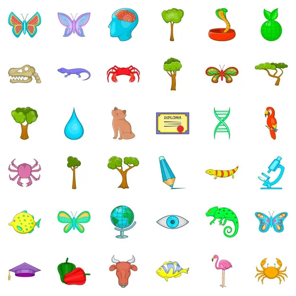 Yeşil küre Icons set, karikatür tarzı