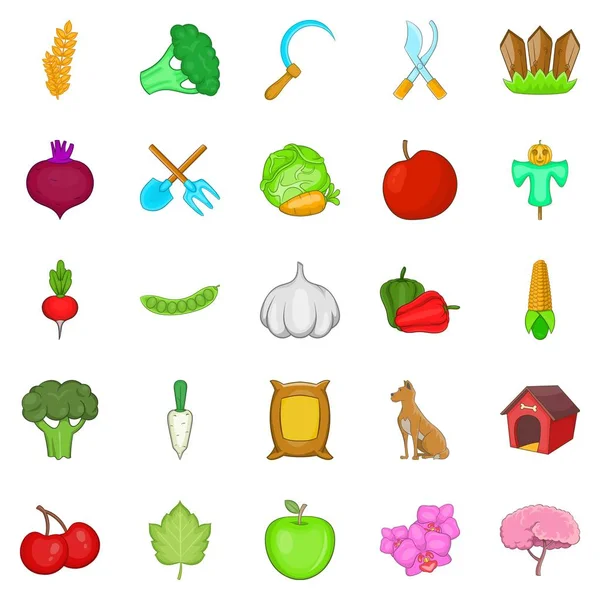Conjunto de iconos de la cosecha, estilo de dibujos animados — Vector de stock