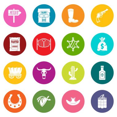 Vahşi Batı simgeleri çok renk ayarla