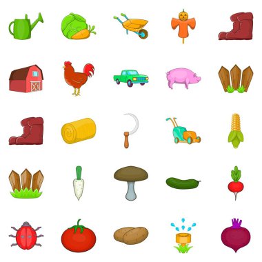 Olericulture Icons set, karikatür tarzı