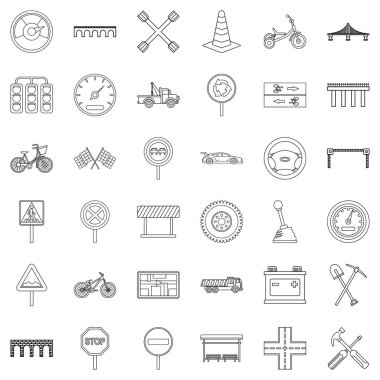 Araba Icons set, anahat stili