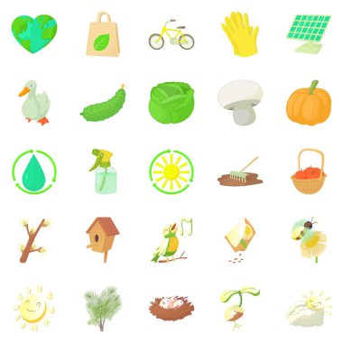 Bahçe bitkileri Icons set, karikatür tarzı
