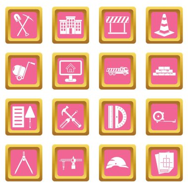 İnşaat simgeler pembe