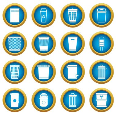 Çöp kutusu simgeleri mavi daire seti
