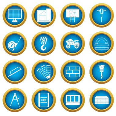 İnşaat simgeleri mavi daire ayarlayın