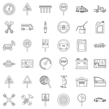 Tekerlek Icons set, anahat stili