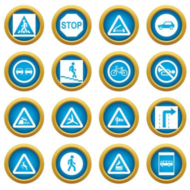 Yol işareti Set simgeleri mavi daire seti